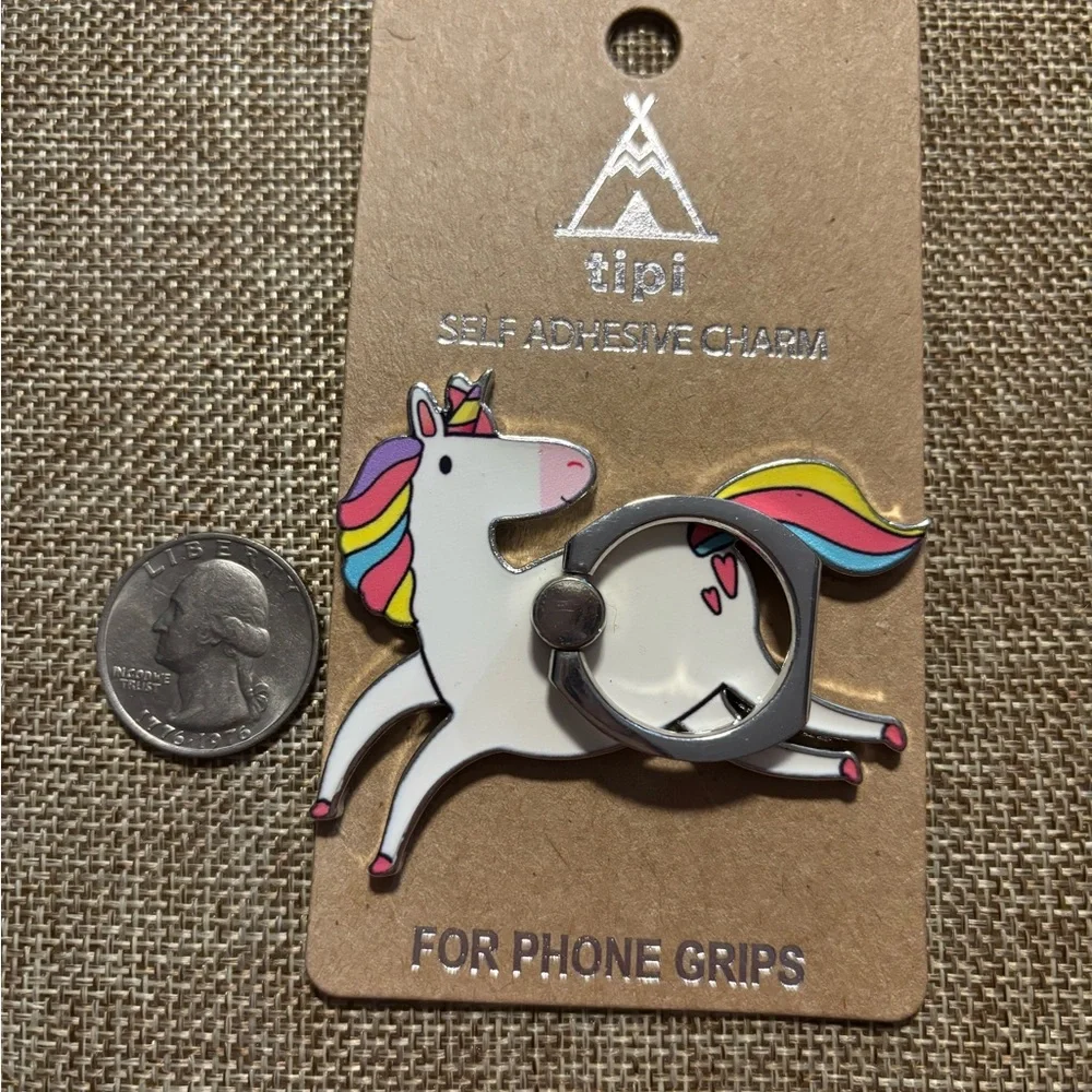 Unicorn Phone Ring Grip & Stand | Rainbow Silver Tone